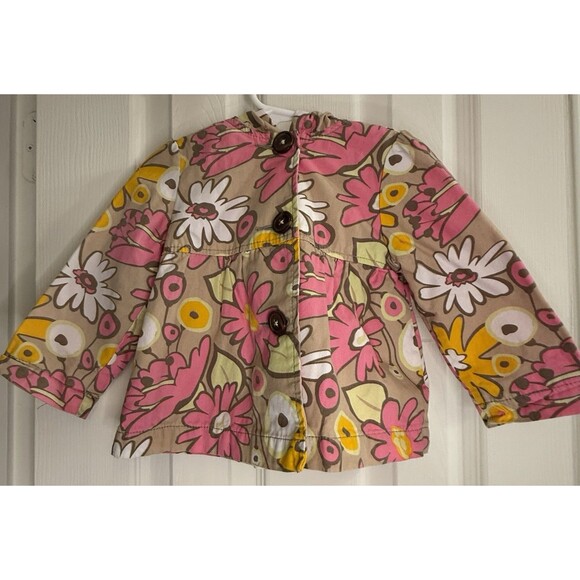 Genuine Kids from OshKosh Floral Jacket 18M – Pink Yellow Flower Print, Lined, - Picture 1 of 3